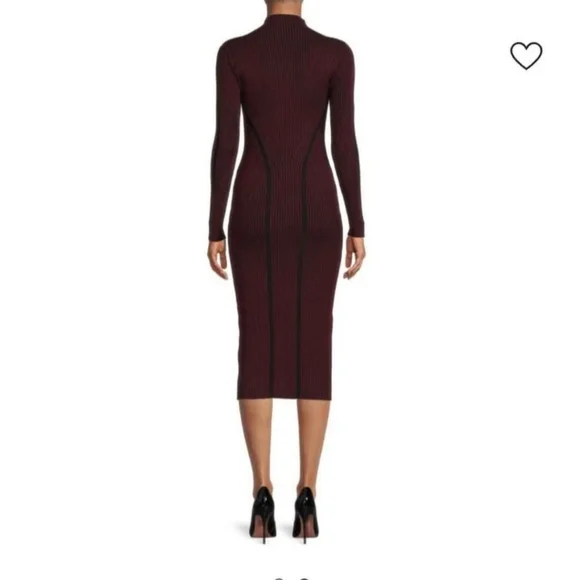 Berry Colored Ribbed Bodycon Dress - Picture 2 of 5